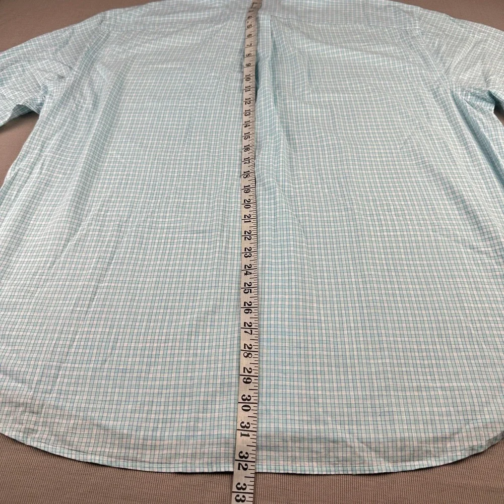 Vineyard Vines Mens XXL Classic Fit Tucker Shirt Teal White Plaid Short Sleeve